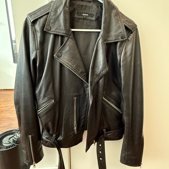 Quince Leather Motorcycle Biker Jacket Black - Picture 3 of 8